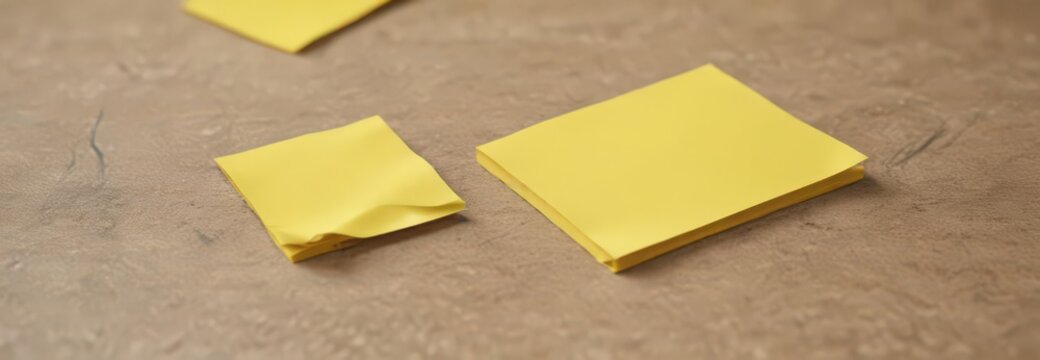 Bright yellow sticky note, close-up, adhesive edge visible ,  adhesive,  isolated