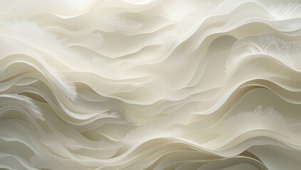 Obraz premium An elegant abstract image displaying flowing, layered textures in soft white tones. This artwork creates a serene atmosphere, perfect for contemporary design and minimalistic themes