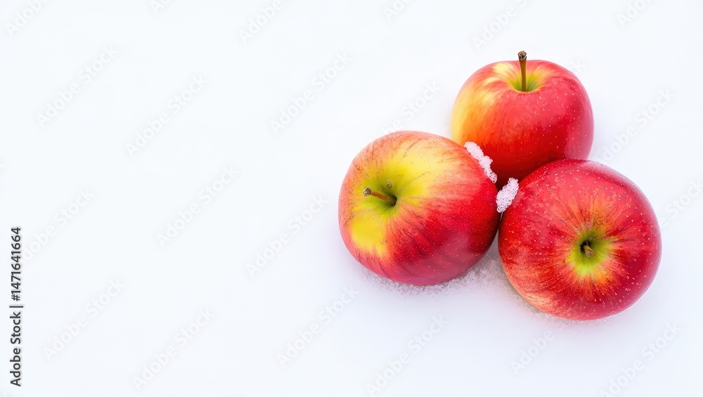 Poster a group of red apples on a white surface.