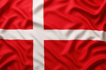 Fototapeta premium Vibrant Danish flag waving gracefully.