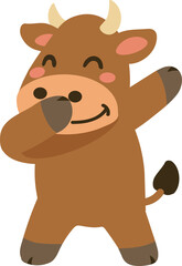 Cute dabbing cow cool cartoon animal