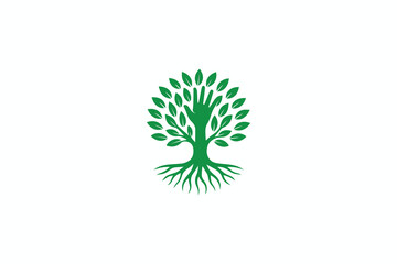Green Tree Logo with Hand Symbolizing Growth, Care, and Community Connection