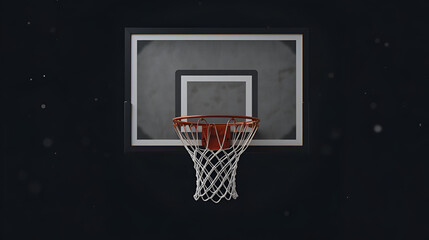 Basketball hoop isolated on black background. Horizontal sport theme poster, greeting cards, headers, website and app
