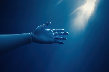 Robotic hand reaching towards light