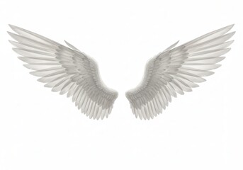 Naklejka premium Delicate white angel wings spread wide against a bright, clean background for a heavenly effect