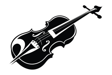 Obraz premium A solid black stylized violin showcases intricate details and graceful curves