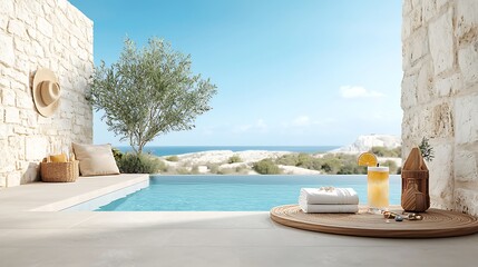 Obraz premium Oceanfront poolside oasis