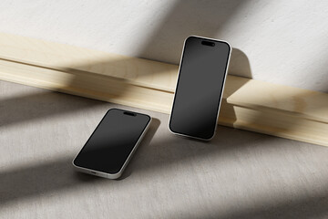 Blank wall and wood smartphone