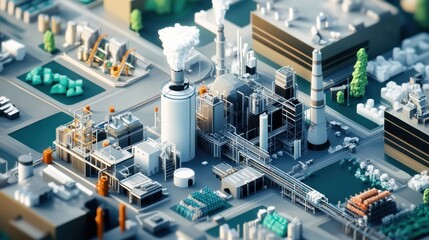 Fototapeta premium Industrial complex isometric view