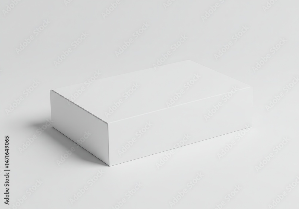 Aufkleber simple presentation of a white rectangular box on a white surface in a minimalist style