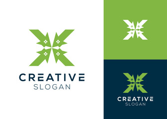 Letter X with house and arrow logo design for target