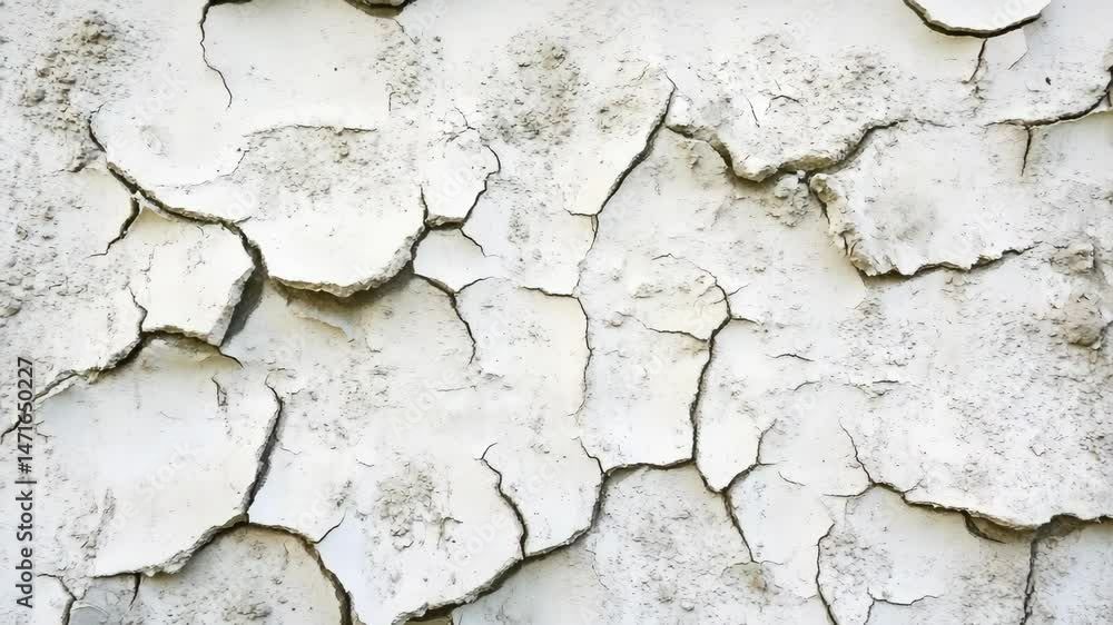 Aufkleber cracked white stucco texture revealing underlying layers, showing age and weathering creating a uniq