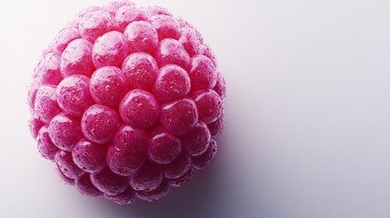 Close-up view of a vibrant pink fruit sphere.