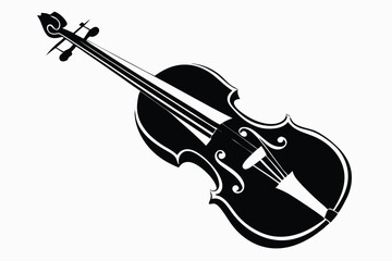 Obraz premium Elegant monochromatic violin is presented against a clean white backdrop in this streamlined design