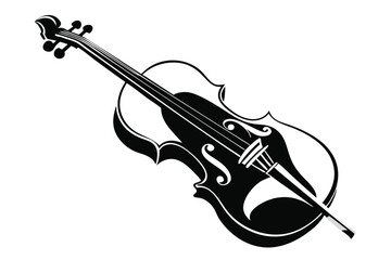 Obraz premium Black and white violin silhouette is a timeless musical symbol of elegance