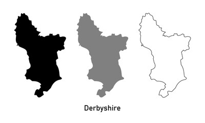 Vector map of derbyshire, United Kingdom.  Map in various style outline, black, and gray	