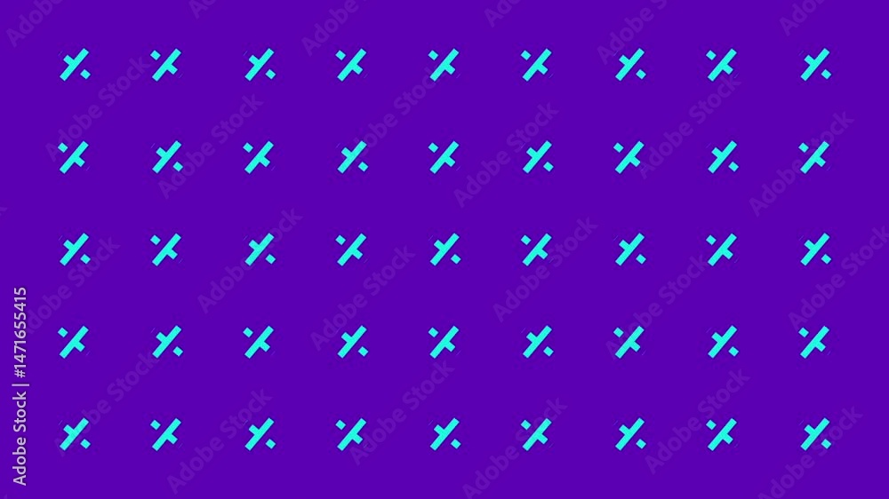 Poster abstract geometric pattern design with bright cyan elements on deep purple background