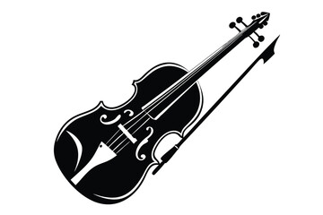 Obraz premium Detailed monochrome shows a stylized violin with its bow resting beside it