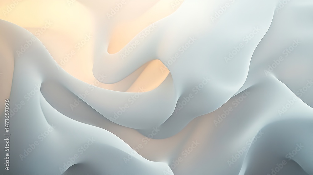 Poster abstract fluid design soft pastel gray white background texture 3d art wave calm curve light style