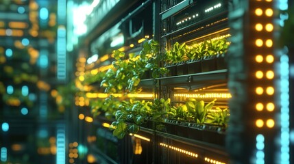 Fototapeta premium Vertical farm inside a server room