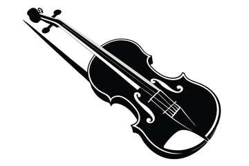 Obraz premium Detailed black and white violin complete with bow in a classic stringed instrument style