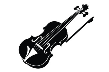 Obraz premium A black and white detailed violin with bow stands ready for a performance