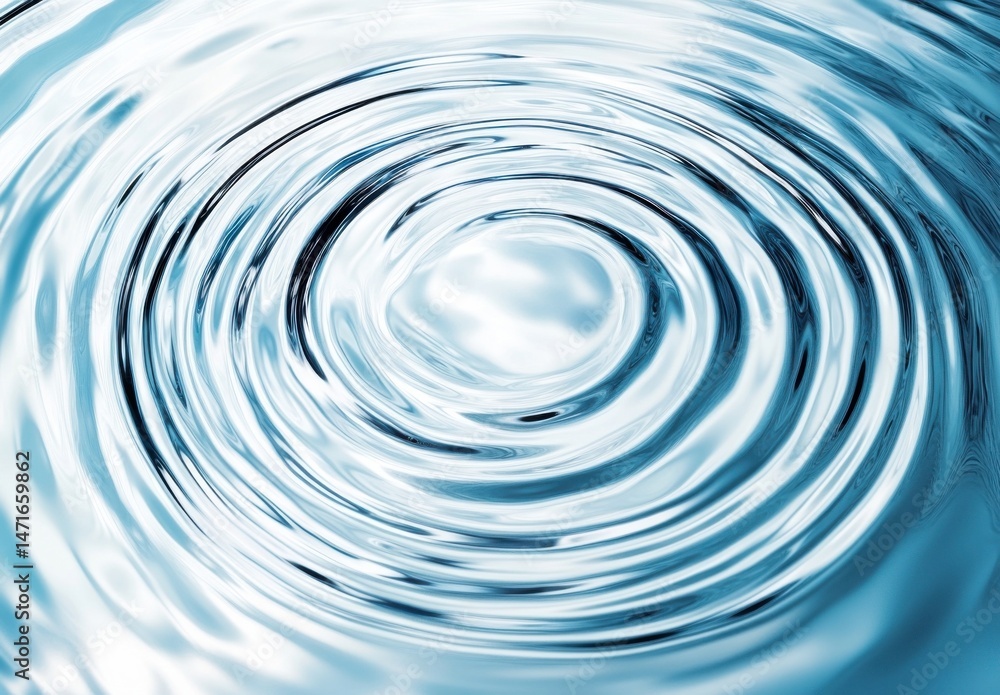 Aufkleber Abstract concentric circles of swirling blue water, creating a mesmerizing ripple effect, ideal for backgrounds or design elements. : Generative AI