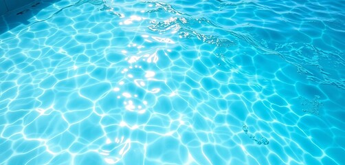 Obraz premium Sunlit pool bottom, rippling water, blue sea texture, summer waves, aquatic, serenity