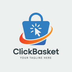 Modern ClickBasket Logo Design for Online Shopping Business