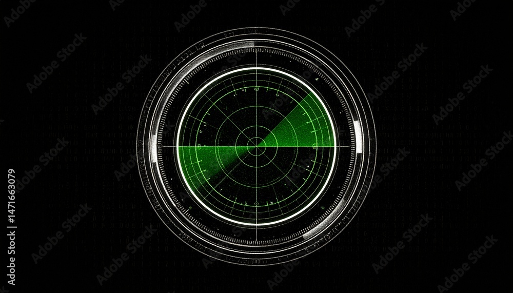 Poster a radar display in a futuristic setting, exuding a sense of high-tech and security awareness. the gr