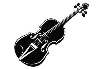 Fototapeta premium Isolated black violin showcases strings and classic musical instrument silhouette over white