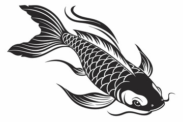 koi fish sihouette black vector
