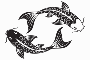 koi fish sihouette black vector