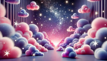 Whimsical Fantasy Sky with Purple and Pink Clouds