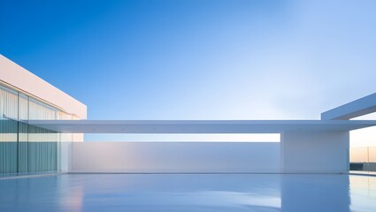 Fototapeta premium Minimalist Modern Architecture, White Structure Exterior