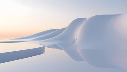 Abstract White Architectural Forms at Sunset