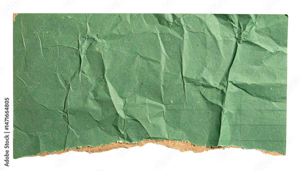 Poster close-up shot of torn green paper, revealing the texture of its crumpled surface and jagged edge. th