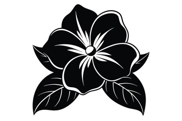 Elegant black floral silhouette showcases a bold flower with delicate leaf veins beautifully detailed