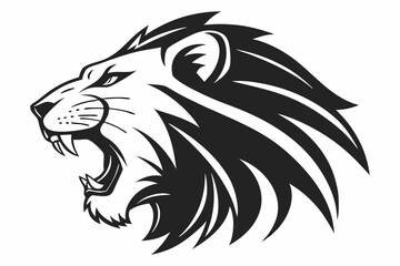 Obraz premium lion head logo sihouette black vector