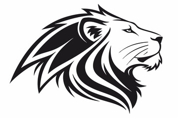 lion head logo sihouette black vector