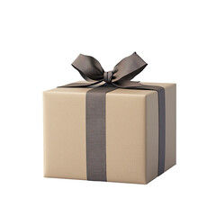 Beige gift box with gray ribbon bow