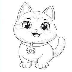 Obraz premium Child's cat coloring book illustration