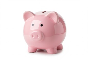 Obraz premium Pink piggy bank on a white background symbolizing savings and financial planning