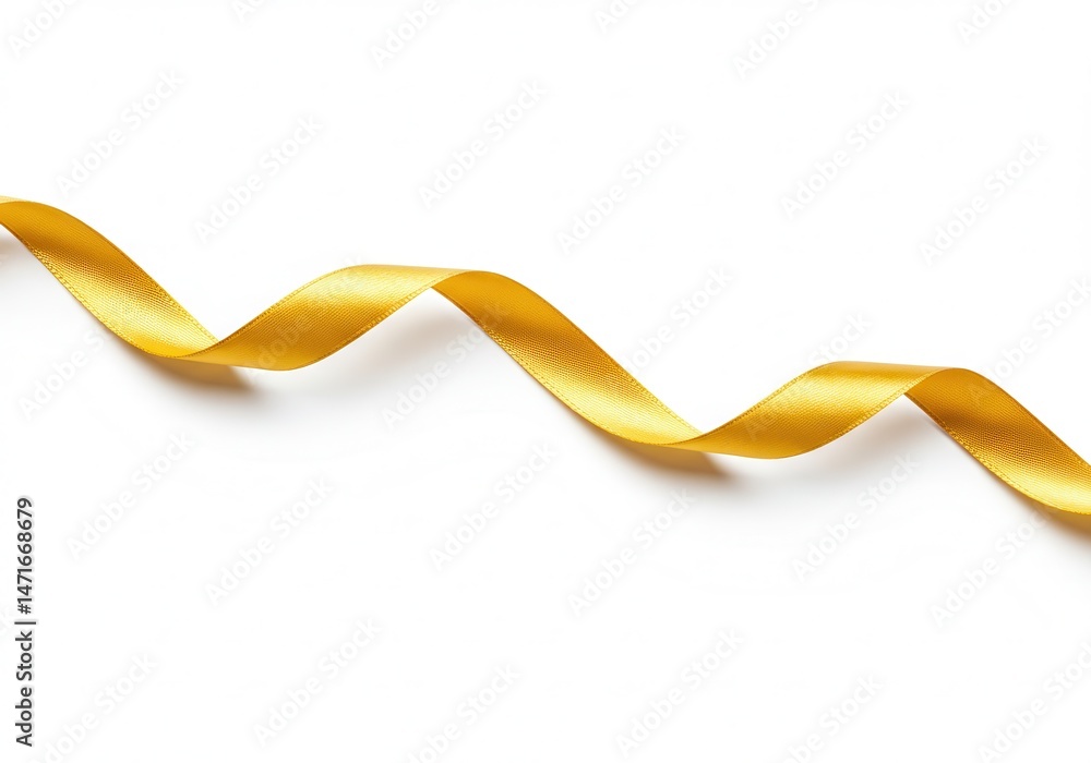 Poster a single golden ribbon curves and flows across a white background, creating a simple, elegant design