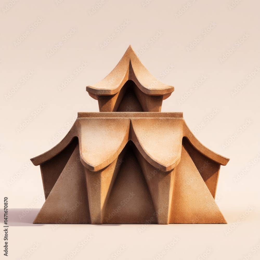 Poster intricate architectural model with unique shapes and curved surfaces