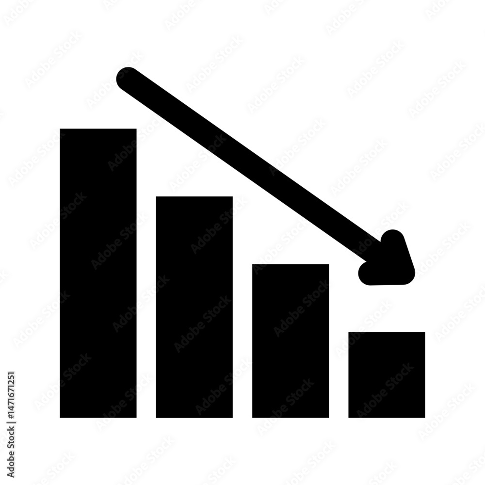 Poster line graph down icon analytics