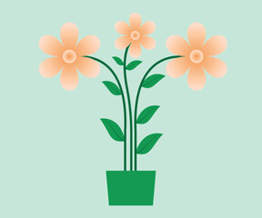 Minimal Flower Pot Vector Illustration with Soft Gradient Petals