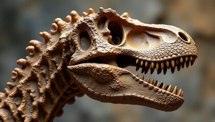 Close-up of fossilized dinosaur bone, showcasing ancient history and evolutionary processes , age, rough