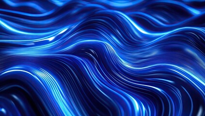 Obraz premium Abstract blue wave pattern, glowing lines, dynamic curves, liquid-like texture