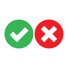 Checkmark and Crossmark icon. green tick mark. red cross mark icons. yes and no buttons. do and don't button. Right And Wrong symbol. correct and incorrect symbol sign. Tick and cross vector set.